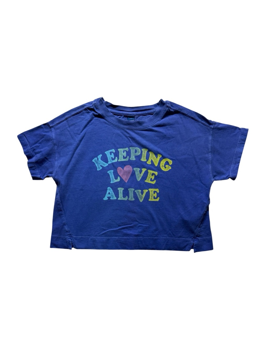 Old Navy Girls L 10/12 Blue Keeping Love Alive Graphic T-Shirt